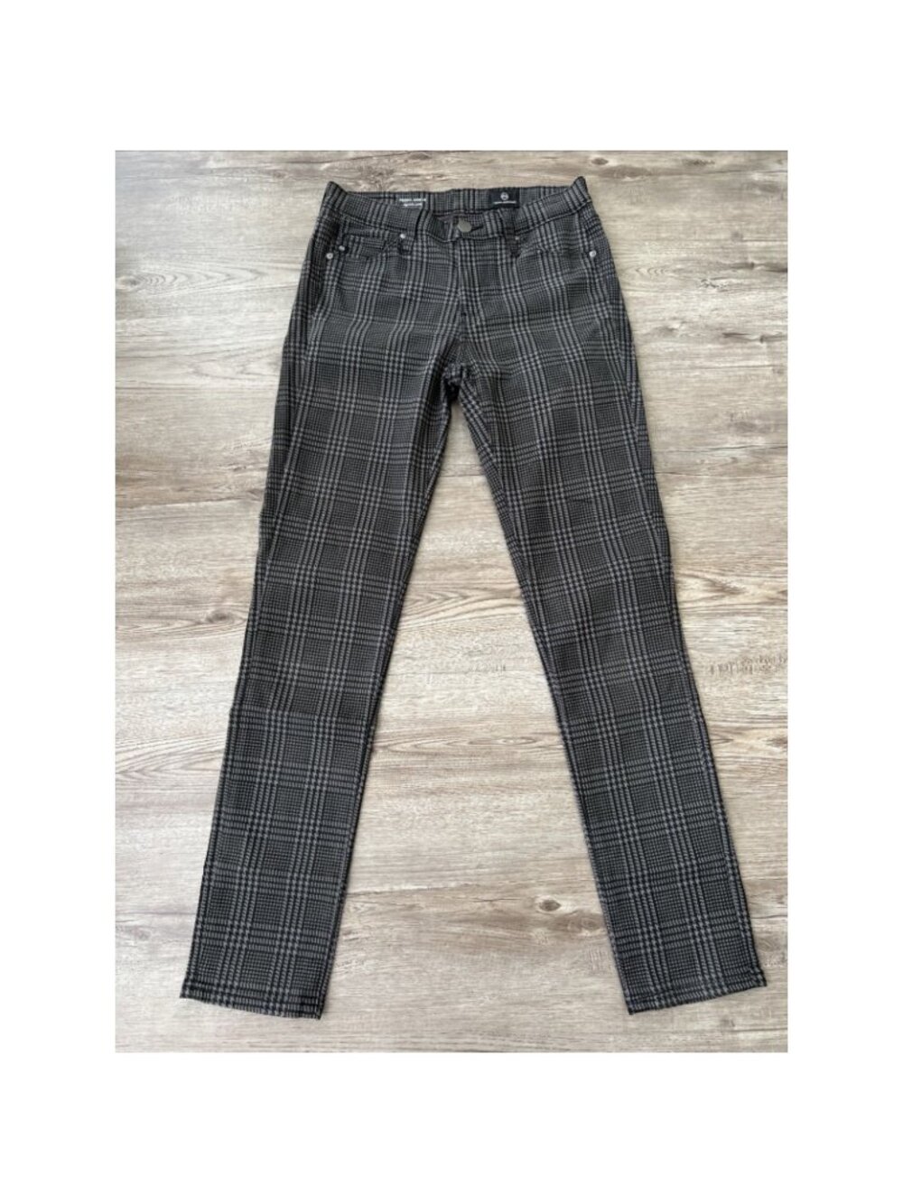 AG Adriano Goldschmied Prima Ankle Cigarette Pants Womens 25 Gray Plaid Skinny